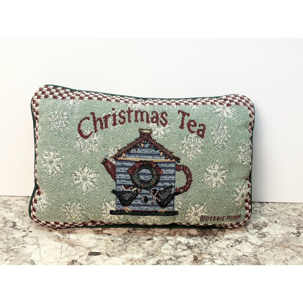 Vintage Debbie Mumm ‘Christmas Tea’ Tapestry Throw Pillow